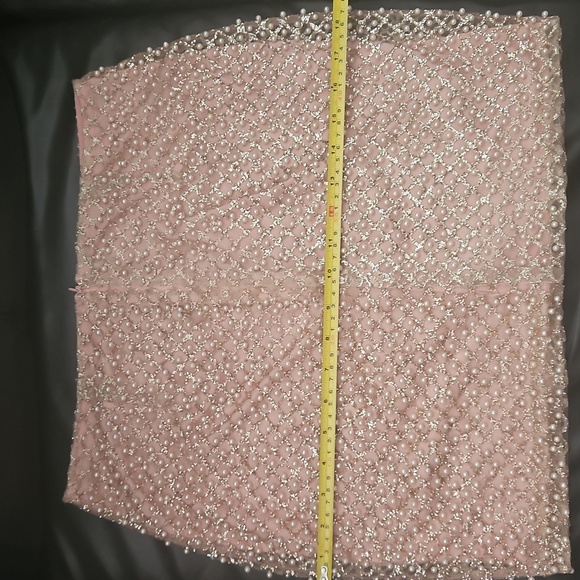 Y2k Handcrafted Pearl Details Stretchy Fabric Stealth Mini Formal Skirt Sz M - Picture 11 of 12